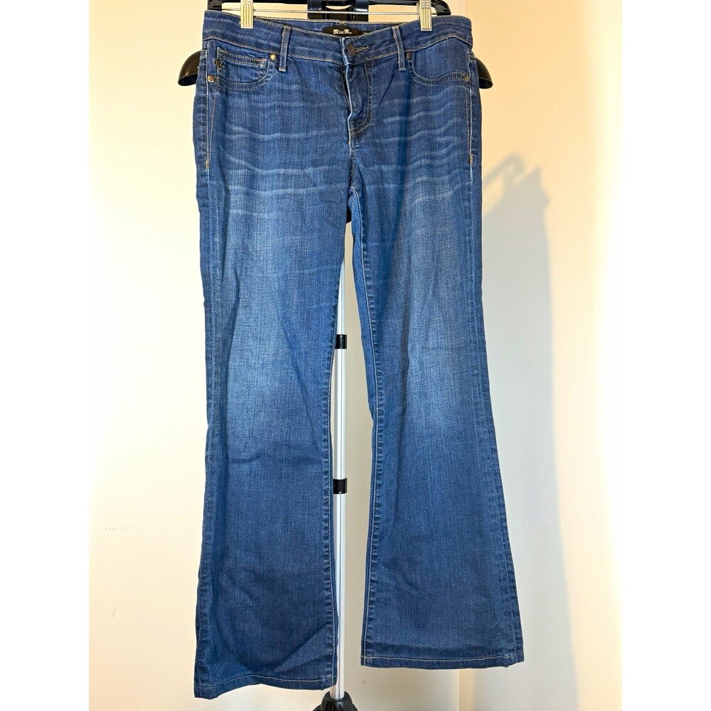 Miss Me Women's Mid Rise Bootcut Jeans Medium Wash Blue Denim Stretch 5-Pocket